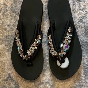 NWT bejeweled flip flops
